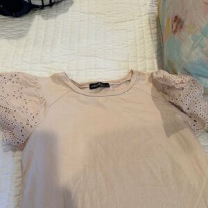 Tan  Eyelet Sleeve dress